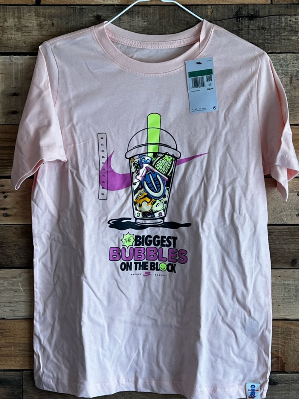Nike Light Pink Bubble Tea Graphic T-Shirt